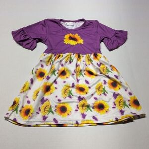 Purple Sunflower Kids Casual Dress